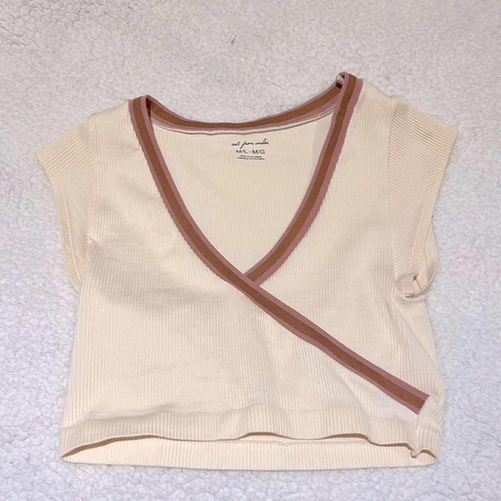 urban outfitters out from under ribbed cream cross over top